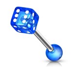 Piercing do jazyku - hrací kostka (černá)