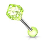 Piercing do jazyku - hrací kostka (černá)