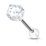 Piercing do jazyku - hrací kostka (modrá)