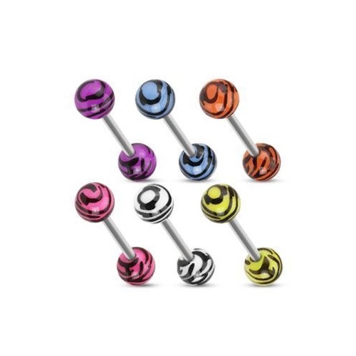 Piercing do jazyka  - zebrovaný (žlutá)