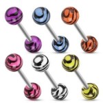 Piercing do jazyka  - zebrovaný (růžová)