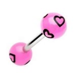Piercingu do jazyku se srdíčky (růžová)