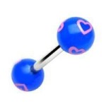 Piercingu do jazyku se srdíčky (růžová)