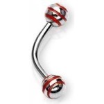 Piercing do obočí s proužky (červená/žlutá/zelená)