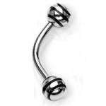 Piercing do obočí s proužky (červená/žlutá/zelená)