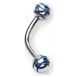 Piercing do obočí s proužky (modrá)