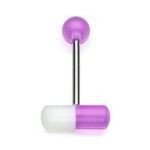 Piercing do jazyka - kapsle (fialová/bílá)