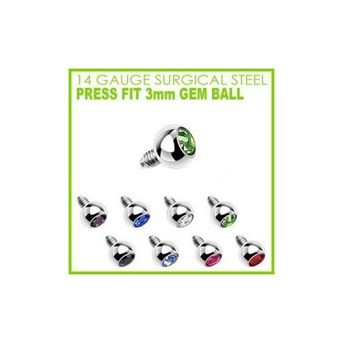 Microdermal - ozdobná část 3 mm (čirá, 3 mm)