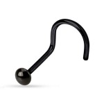 Zahnutý piercing do nosu - půlkulička (zelená, 0,7 x 7 mm)