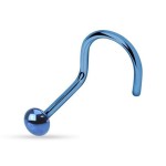 Zahnutý piercing do nosu - půlkulička (zelená, 0,7 x 7 mm)