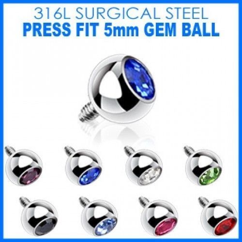 Microdermal - ozdobná část 5 mm (světle modrá, 5 mm)