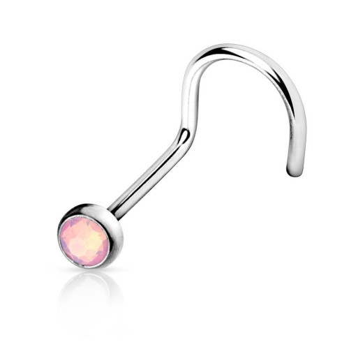 Zahnutý piercing do nosu - opalit (růžová)