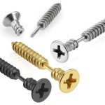 Falešný piercing do ucha - šroub (černá)