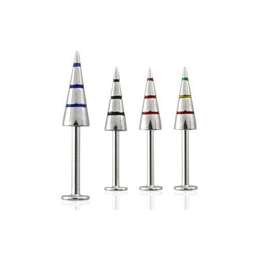 Labreta kónus - pruhy, 4x12 mm (červená)