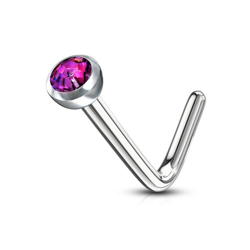 Zahnutý piercing do nosu (fialová)