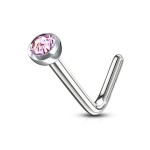 Zahnutý piercing do nosu (růžová)