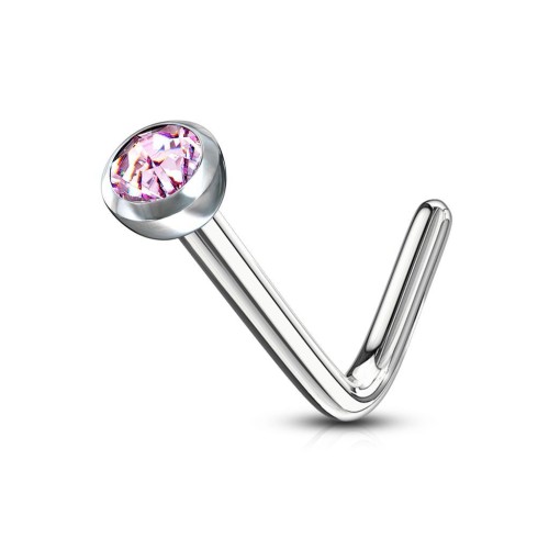 Zahnutý piercing do nosu (růžová)