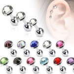 Cartilage piercing do ucha - kámen 3 mm (duhová, 1,2 x 6 mm)