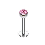 Piercing do brady - labreta 1,2 x 8 mm (tmavě růžová)
