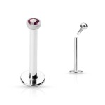 Piercing do brady - labreta, zirkon 2 mm (zelená, 1,2 x 8 mm)