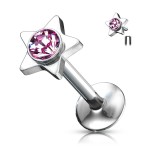Piercing do brady - labreta hvězda (fialová)
