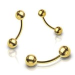 Piercing do obočí - pozlacený (1,2 x 8 mm)