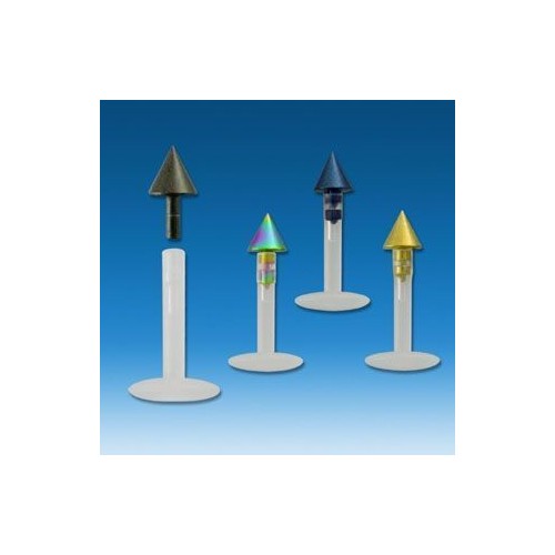 Piercing do brady labreta - špička 3 x 3 mm (zlatá)