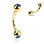 Pozlacený piercing do obočí s kamínky (červená)