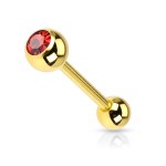 Pozlacený piercing do jazyku - kamínek (růžová)