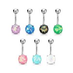 Piercing do pupíku pryskyřičný opál 8 mm (zelená)