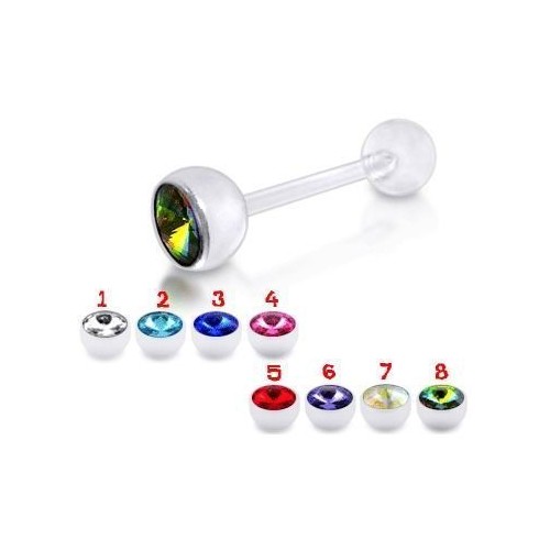 Piercing do jazyka (tyrkysová)