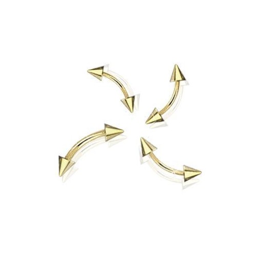 Pozlacený piercing do obočí - kónus (4 x 4 mm, 1,6 x 10 mm)