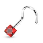 Piercing do nosu - čtvercový kámen (zelená)