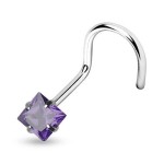 Piercing do nosu - čtvercový kámen (zelená)