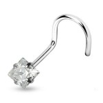 Piercing do nosu - čtvercový kámen (zelená)