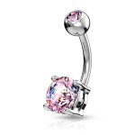 Piercing do pupíku, kámen 7 mm (růžová)