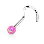 Zahnutý piercing do nosu opál (světle modrá)