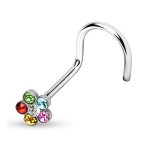 Zahnutý piercing do nosu  - kytička (čirá)