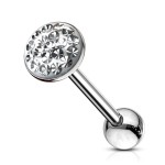 Piercing do jazyka osázený zirkony (čirá)