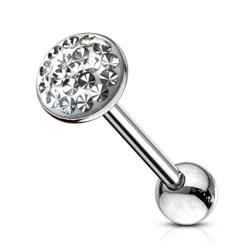 Piercing do jazyka osázený zirkony (čirá)