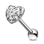 Piercing do jazyku - srdce (tyrkysová)