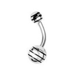 Piercing do pupíku  - banánek s pruhy (červená)