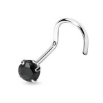 Stříbrný piercing do nosu - zirkon 3mm (černá)
