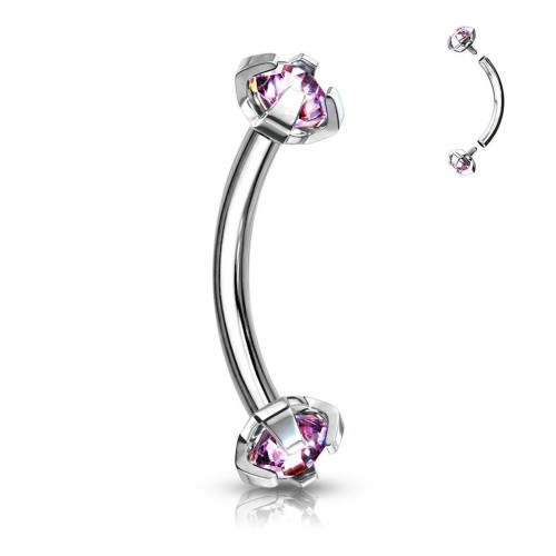 Piercing do obočí s vnitřním závitem (růžová)