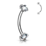 Piercing do obočí s vnitřním závitem (čirá)