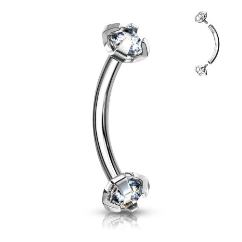 Piercing do obočí s vnitřním závitem (čirá)