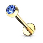 Pozlacený piercing do brady - labreta (duhová, 3 mm, 1,2 x 8 mm)