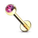 Pozlacený piercing do brady - labreta (duhová, 3 mm, 1,2 x 8 mm)
