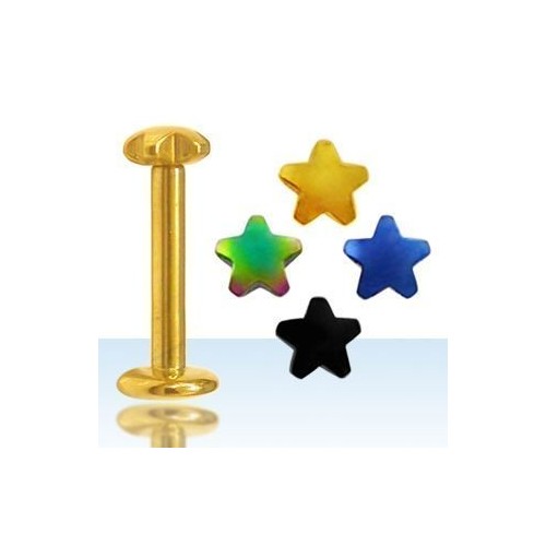 Piercing do brady - labreta hvězdička (duhová)