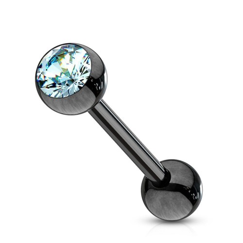 Piercing do jazyka černý (tyrkysová)